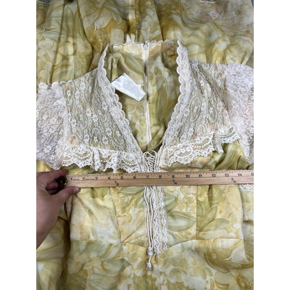 Vintage 1970s Gunne Sax Formal Prairie Dress Cottage Boho Lace Ruffle Dress - Picture 4 of 8